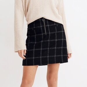 NWT Madewell Plaid Fireside Mini Skirt Sz 12 B & W